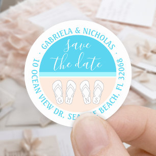 Beach Wedding Save the Date Return Address Labels