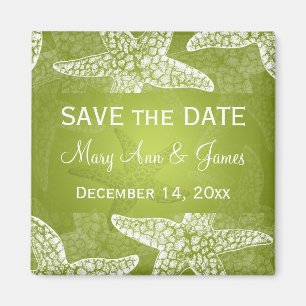 Beach Wedding Save The Date Starfish Lime Green Magnet