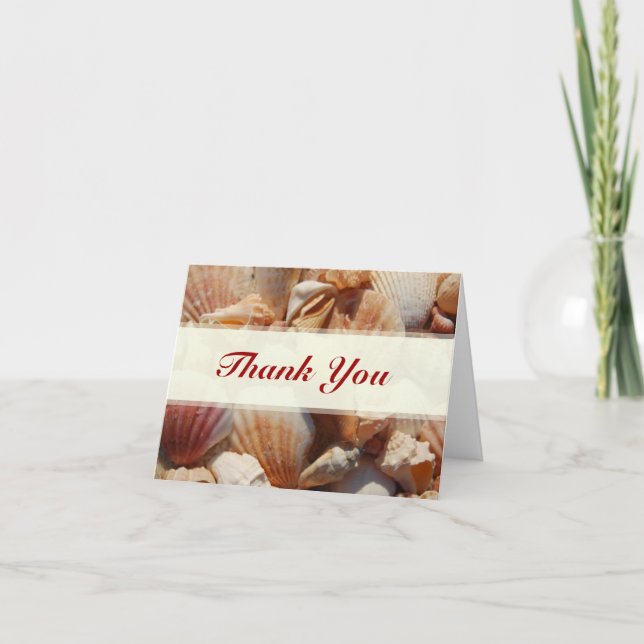 Beach Wedding Sea Shell Thank You Cards (Front)