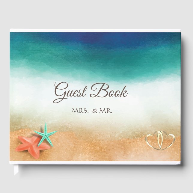 Beach  Wedding Seafish Wedding Guest Book (Front)