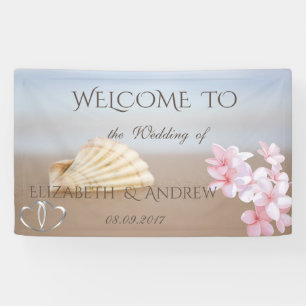 Beach Wedding,Seashell,Flower,Heart Wedding Banner