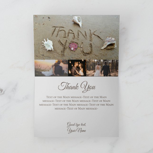 Beach Wedding  Seashell photo collage Thank you (Inside)
