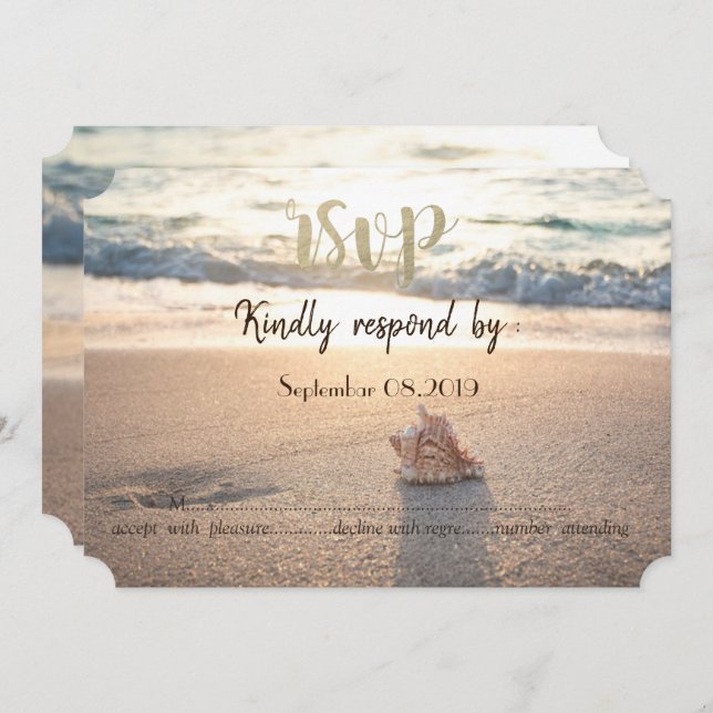 Beach Wedding,Seashell  RSVP Invitation (Front/Back)