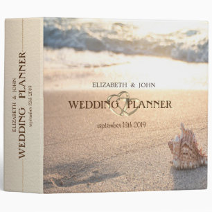Beach Wedding Seashell, Sand, Sunset 3 Ring Binder