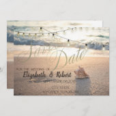 Beach Wedding,Seashell String Light  Save The Date (Front/Back)