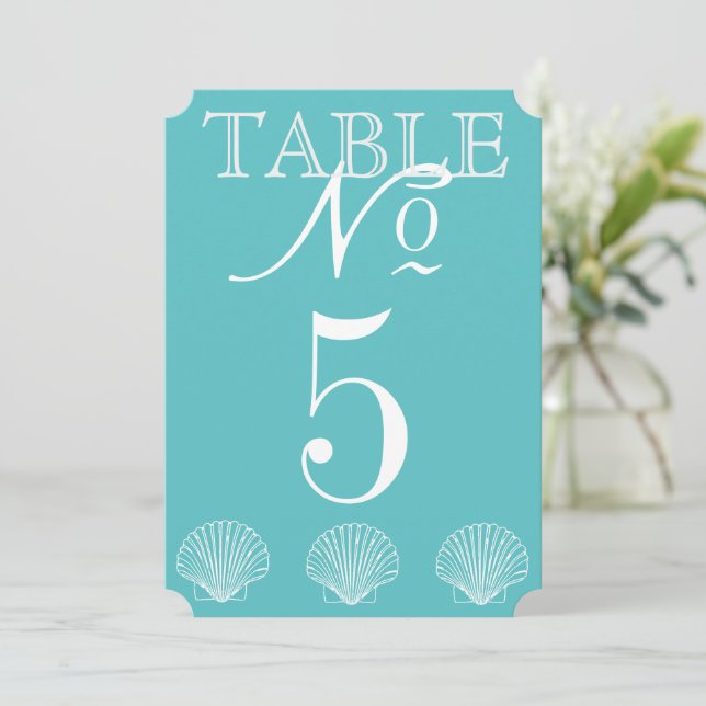 Beach Wedding Seashell Table Number Card (Standing Front)