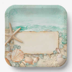 Beach wedding seashells 2 paper plates