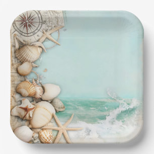 Beach wedding seashells 3 paper plates