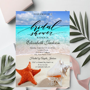 Beach Wedding Seashells Bridal Shower Invitation