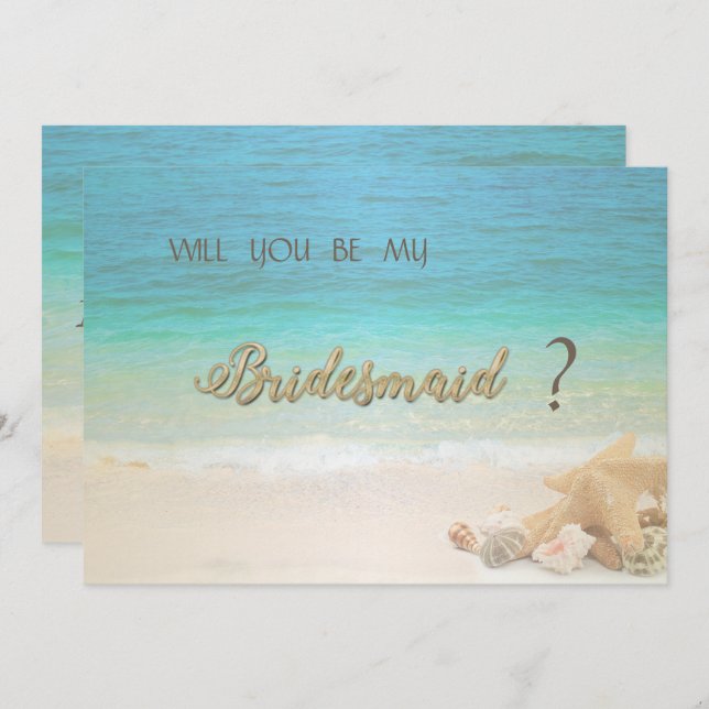 Beach Wedding Seashells Bridesmaid Card (Front/Back)