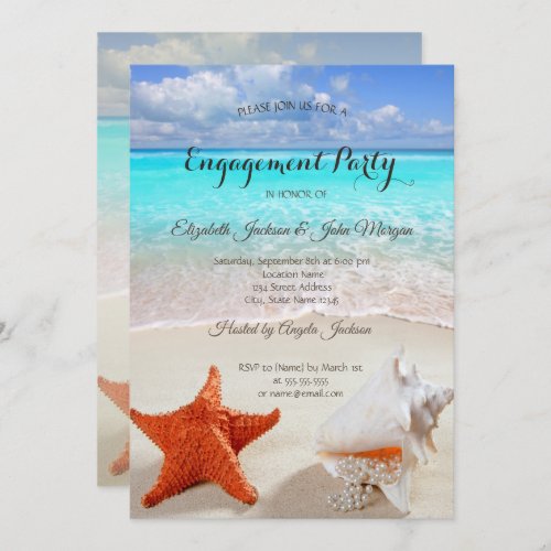 Beach Wedding Seashells  Engagement Invitation