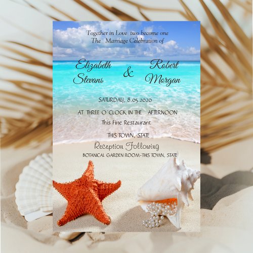 Beach Wedding Seashells Invitation