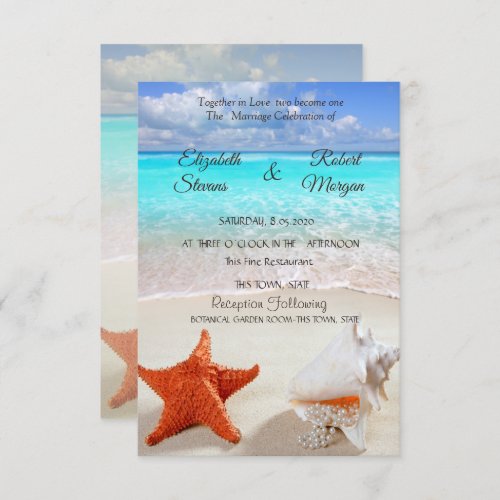 Beach Wedding Seashells Invitation