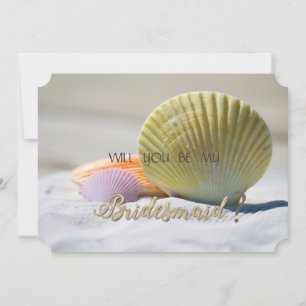 Beach Wedding, Seashells On Sand  Bridesmaid Card