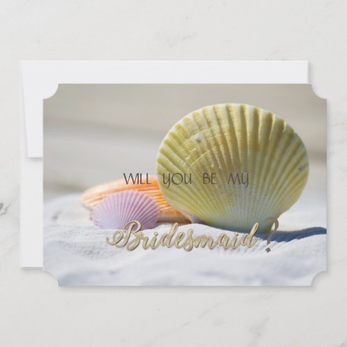 Beach Wedding Seashells On Sand  Bridesmaid Card