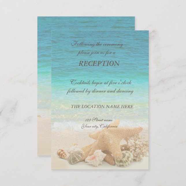 Beach  Wedding Seashells Reception Invitation (Front/Back)