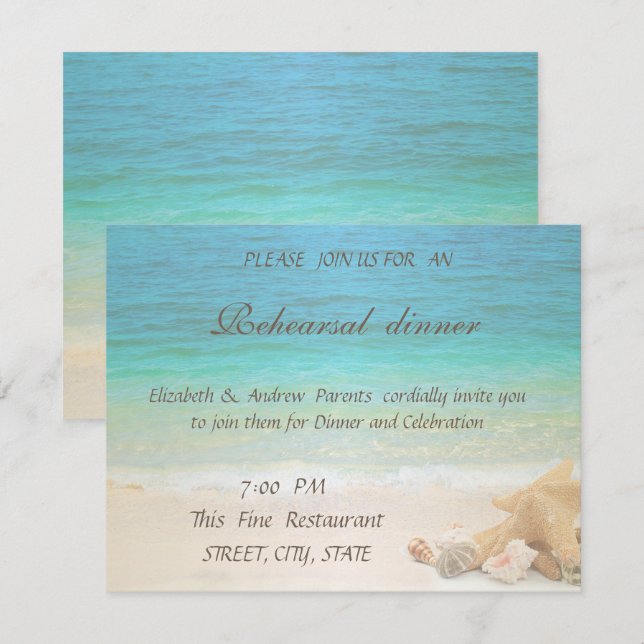 Beach Wedding Seashells  Rehearsal Dinner Invitation (Front/Back)