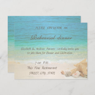 Beach Wedding Seashells Rehearsal Dinner Invitation