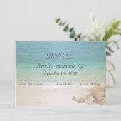 Beach Wedding Seashells  RSVP Invitation (Standing Front)