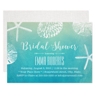 Beach Wedding Seashells Watercolor Bridal Shower Invitation