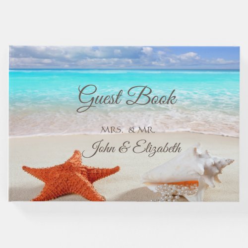 Beach  Wedding Seashells Wedding Guest Book