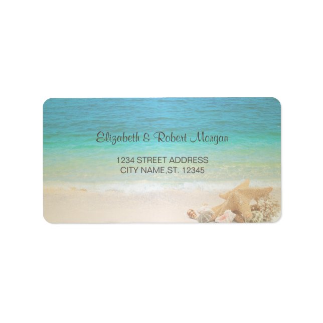 Beach Wedding Seashells  Wedding Label (Front)