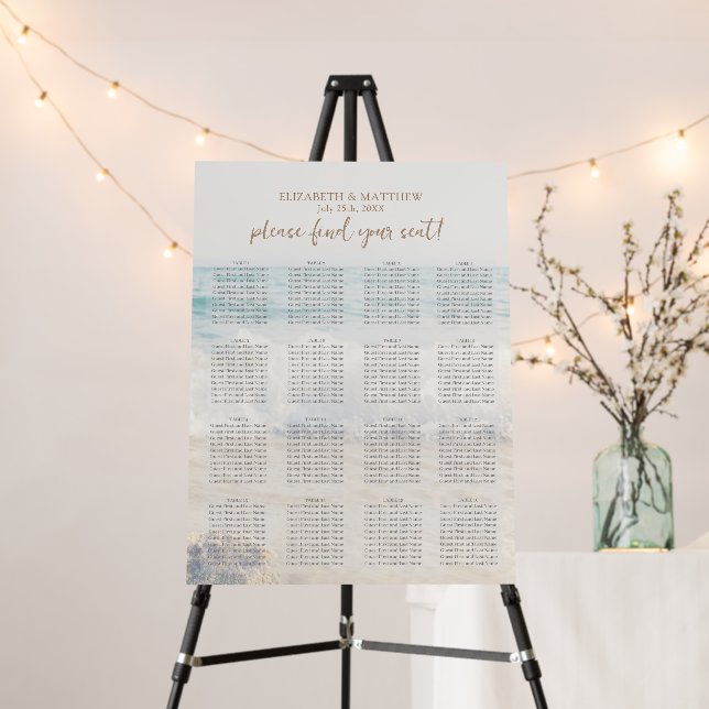 Beach Wedding Seaside/Ocean Wedding Seating Chart Foam Board (In Situ (Stand))