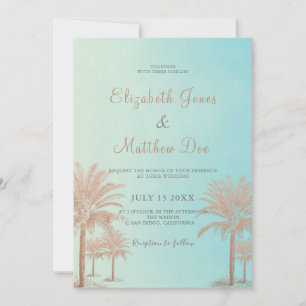 Beach Wedding Seaside/Oceanside Palm Trees Wedding Invitation
