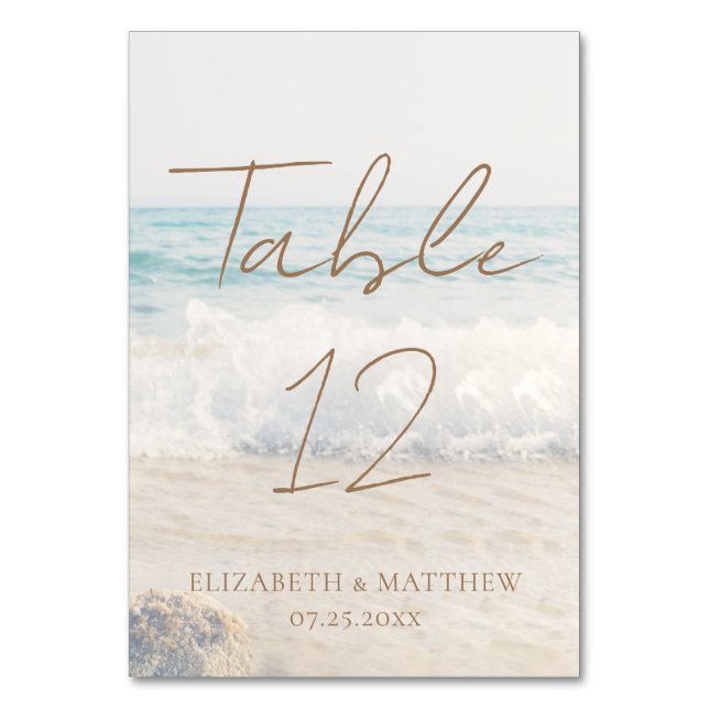Beach Wedding Seaside/Oceanside Wedding Table Number (Front)