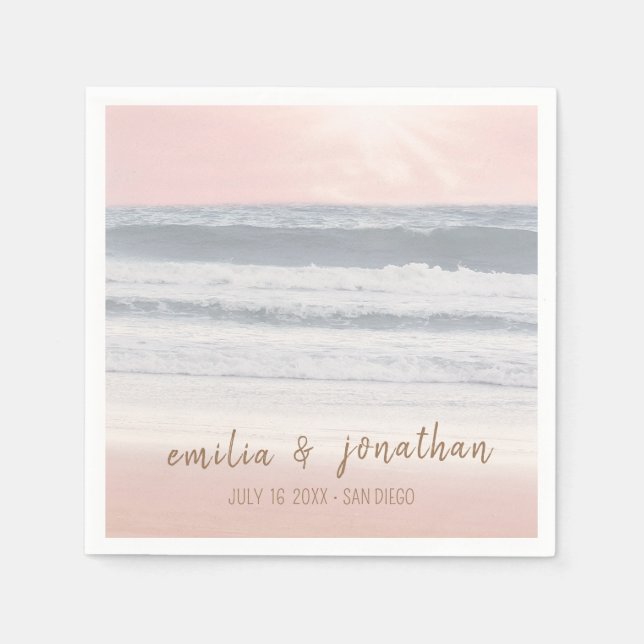 Beach Wedding | Seaside Wedding Napkins (Front)