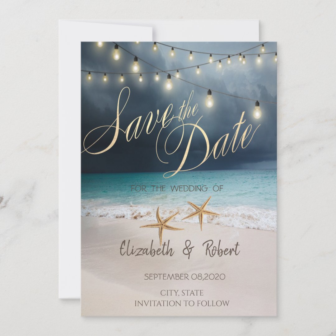 Beach Wedding,Seastar String Lights Save The Date | Zazzle