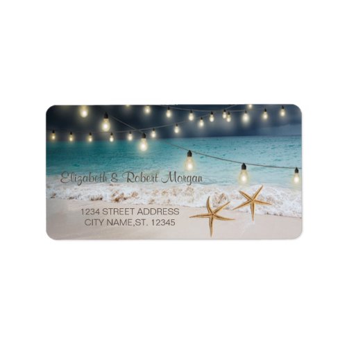 Beach  Wedding Seastars String Lights Label