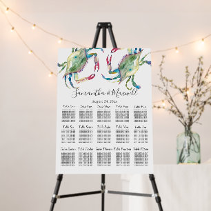 Beach Wedding Seating Chart Blue Crab Foam Board