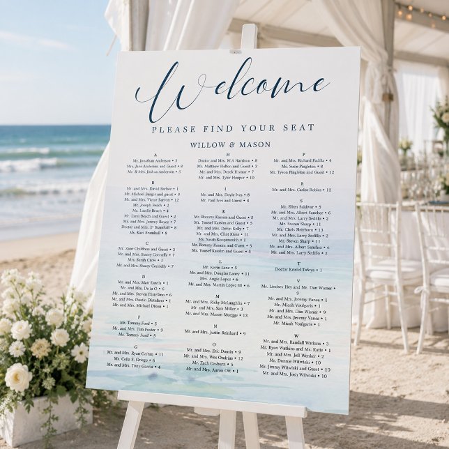 Beach Wedding Seating Chart Foam Board (Creator Uploaded)