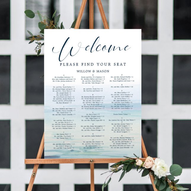 Beach Wedding Seating Chart Foam Board (Creator Uploaded)