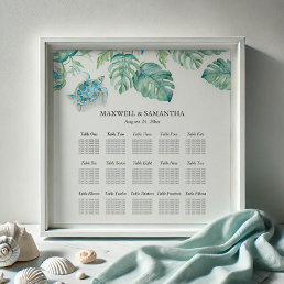 Beach Wedding SEATING CHART Sea Turtle Poster