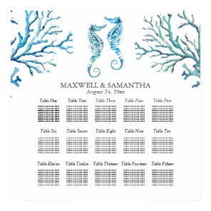 Beach Wedding SEATING CHART Seahorse