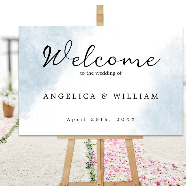 BEACH WEDDING SIGN IN DUSTY BLUE WATERCOLOR (Creator Uploaded)