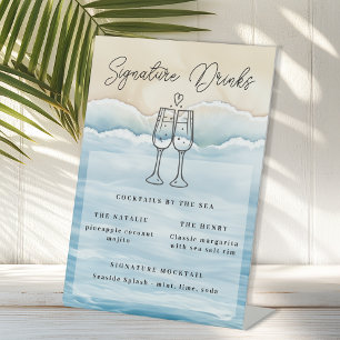 Beach Wedding Signature Drink Sign with Watercolor
