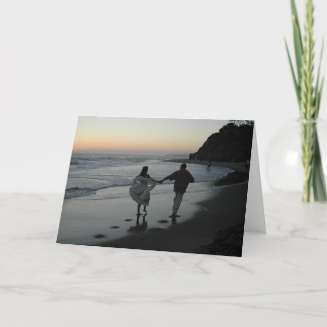 Beach Wedding Silhouette Card (Front)