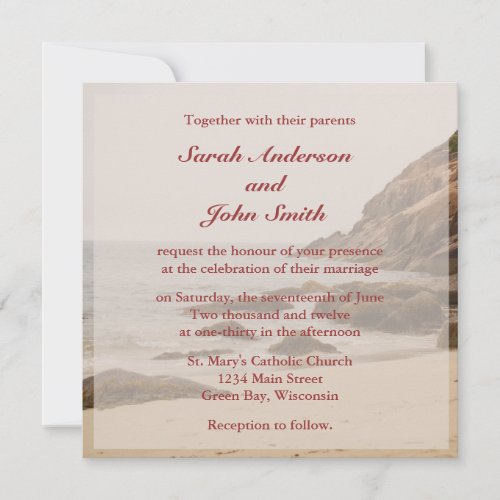 Beach Wedding Square Invitation - Rocky Beach