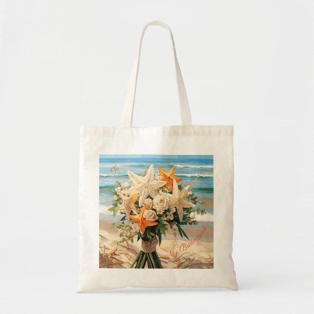 Beach Wedding Starfish Bouquet Tote Bag (Front)