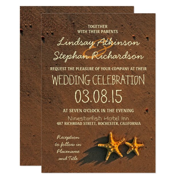 Beach Wedding Starfish Invitations