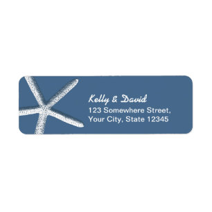 Beach Wedding Starfish Navy Blue Label