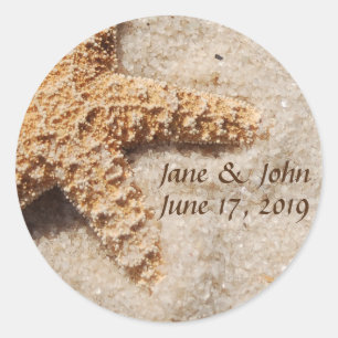 Beach Wedding Starfish on Sand Stickers