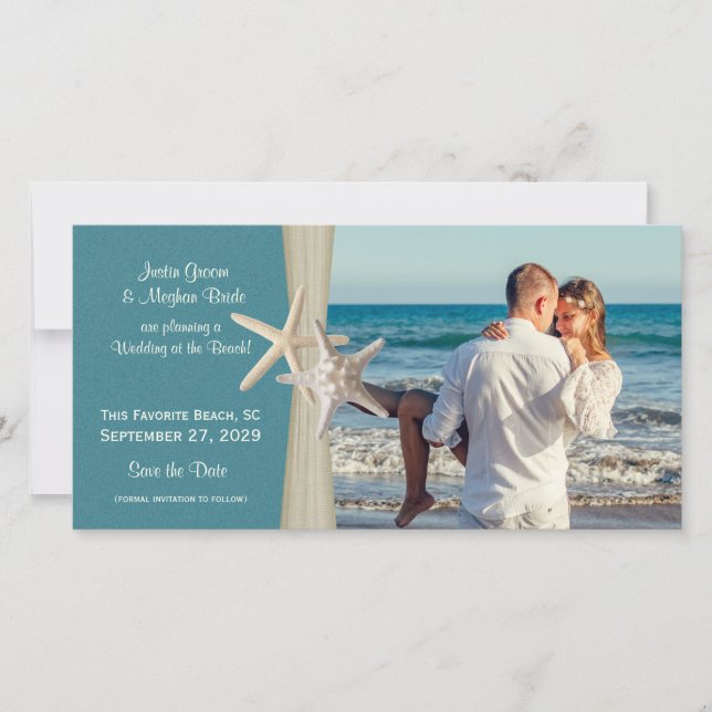 Beach Wedding Starfish Save the Date Photo (Front)