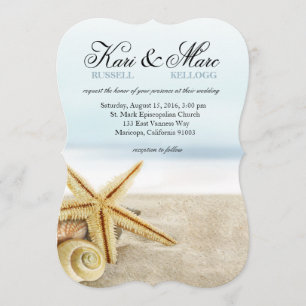 Beach Wedding Starfish Seashells Ocean Invitation