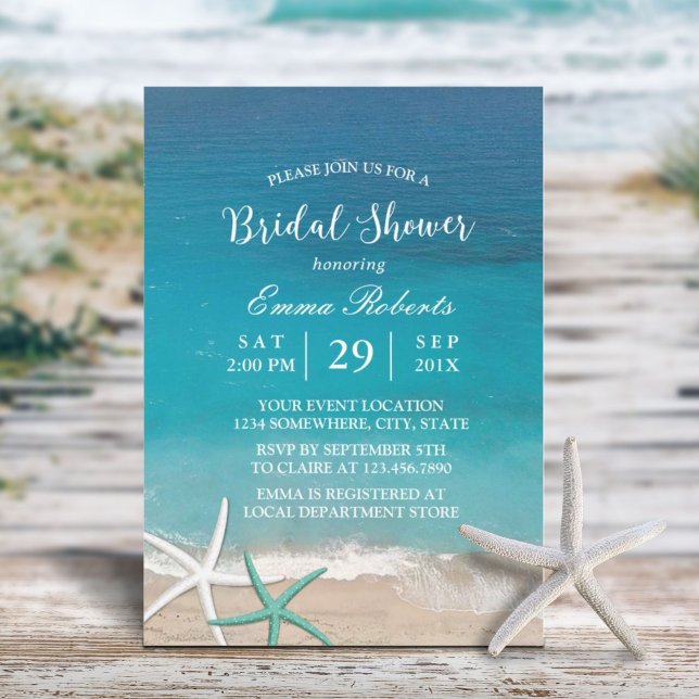 Beach Wedding Starfish Summer Bridal Shower Invitation