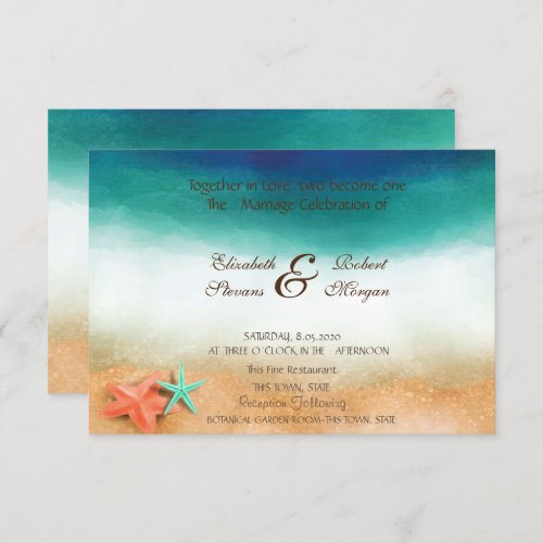 Beach Wedding Starfish Wedding Invitation