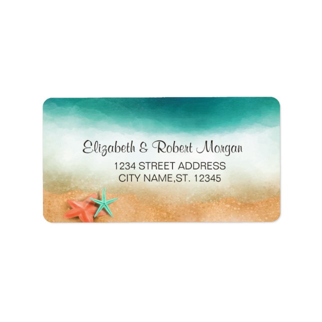Beach Wedding Starfish Wedding Label (Front)